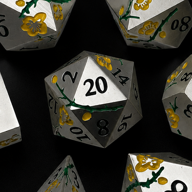 Iron Yellow Cherry Blossom - Metal Dice Set