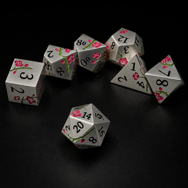 Iron Pink Cherry Blossom - Metal Dice Set