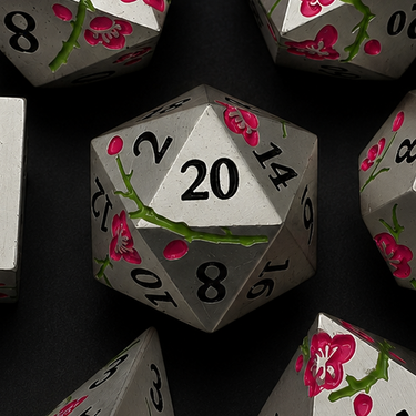 Iron Pink Cherry Blossom - Metal Dice Set